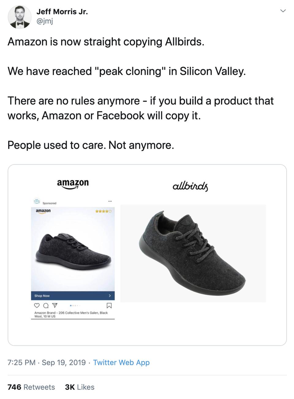 Amazon's copycat product of Allbirds Wool Runner